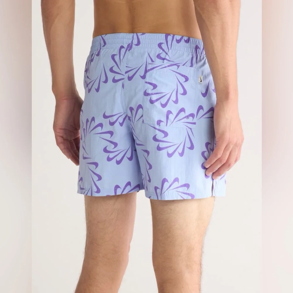 Nike men’s blue and‎ purple check logo lined swim trunks size XL